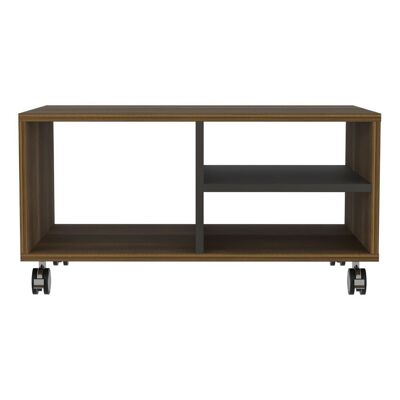 Walnut Coffee Table with Open Shelves, 43.4 CM H X 50 CM D X 80 CM W, Caramel