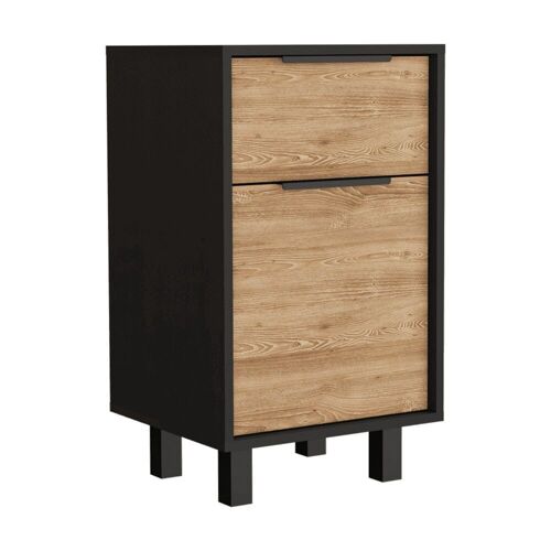 Mesa de noche Kaia Z con un cajon y gabinete 41.2CM L X 36.3CM D X70CM A cafe/gris