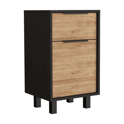 Kaia Z Nachttisch mit einer Schublade und Schrank 41,2 cm L x 36,3 cm T x 70 cm A braun/grau