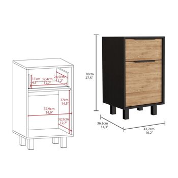 Kaia Z table de chevet avec un tiroir et armoire 41.2CM L X 36.3CM D X70CM A Blanc/gris 5