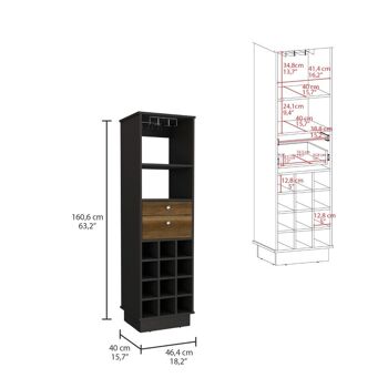 Meuble bar Beijing Kava avec table extensible, 180 cm H x 34 cm P x 51 cm L, wengé 5