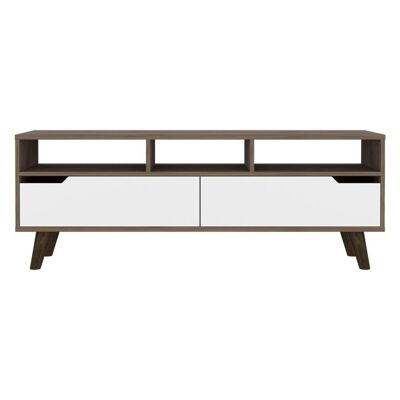 Oslo TV Cabinet with Lower Shelves, 51 CM H X 39 CM D X 137 CM W, Acorn/White