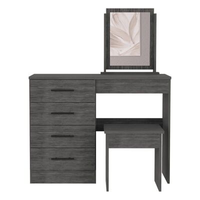 Kaia 4 Drawer Makeup Table with Mirror and Seat Included 126.7CM W X 100CM L X 42.5CM D, Gray
