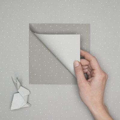 Moderne Osterdeko Bastelpapier - Zweiseitiges graues Origami Papier mit weißen Punkten für Frühlingsdeko, 25 Blatt, 15cm - Recyclingpapier
