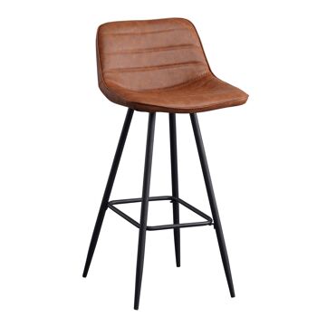 Tabouret de Bar Paliano Cuir Artificiel Cognac 7x43cm 1