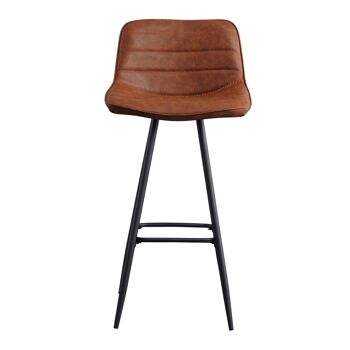 Tabouret de Bar Paliano Cuir Artificiel Cognac 7x43cm 2