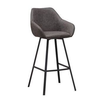 Folignano Tabouret de Bar Eco-cuir Anthracite 9x57cm