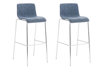 Pezze Lot de 2 Tabourets de Bar Tissu Bleu 6x48cm 1