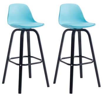 Corsano Set de 2 Tabourets de Bar Plastique Bleu 8x44cm 3