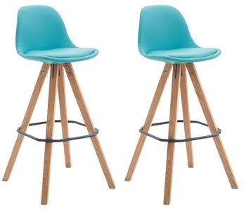 Cafanta Lot de 2 Tabourets de Bar Simili Cuir Bleu 11x44cm 1