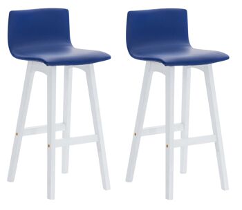 Bianzè Lot de 2 Tabourets de Bar Simili Cuir Bleu 12x40cm 4