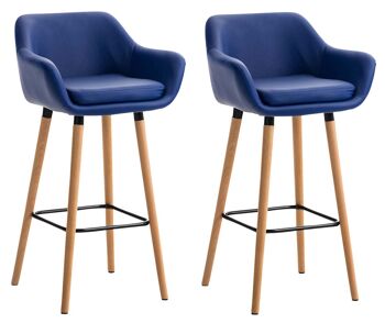 Bolognina Lot de 2 Tabourets de Bar Simili Cuir Bleu 8x46cm 1