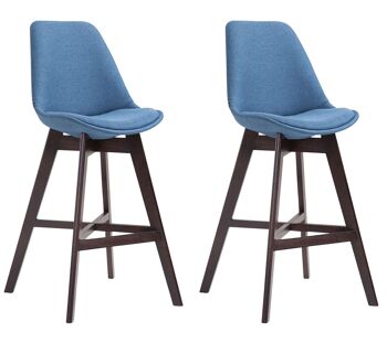 Carangi Lot de 2 Tabourets de Bar Tissu Bleu 6x56cm 1