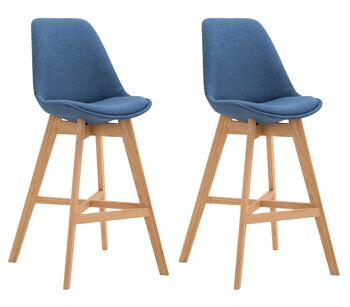 Baiano Lot de 2 Tabourets de Bar Tissu Bleu 6x56cm 1