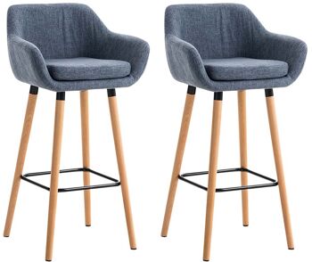 Maruti Lot de 2 Tabourets de Bar Tissu Bleu 7x46cm 7