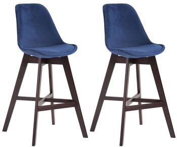 Fienili Lot de 2 Tabourets de Bar Velours Bleu 6x56cm 1