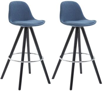 Carone Lot de 2 Tabourets de Bar Tissu Bleu 11x44cm 1