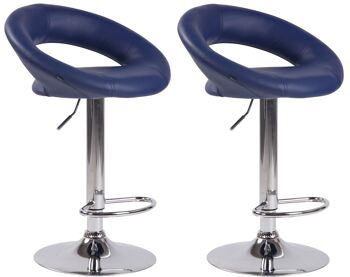 Cortiglio Set de 2 Tabourets de Bar Simili Cuir Bleu 6x47cm 1