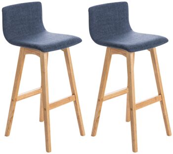 Cesenà Lot de 2 Tabourets de Bar Tissu Bleu 6x40cm 1