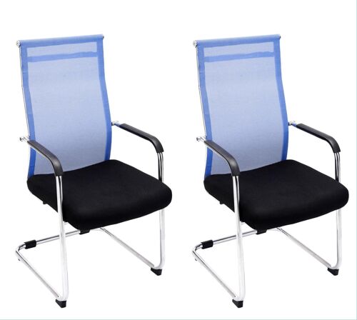Arrone Set van 2 Bezoekersstoelen Kunstleer Blauw 9x62cm