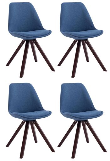 Cerredolo Lot de 4 chaises visiteurs Tissu Bleu 6x56cm 1