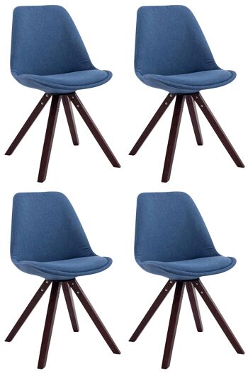 Verdù Lot de 4 Chaises visiteurs Tissu Bleu 6x56cm 1