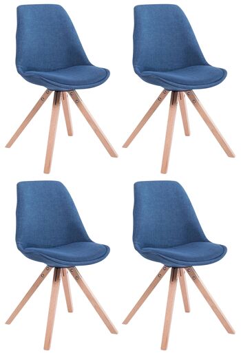 Ricuzzu Lot de 4 Chaises visiteurs Tissu Bleu 6x56cm 1