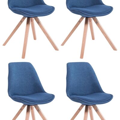 Ricuzzu Set van 4 Bezoekersstoelen Stof Blauw 6x56cm