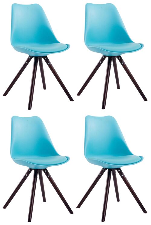Junchi Set van 4 Bezoekersstoelen Kunstleer Blauw 6x56cm