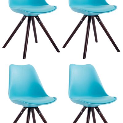 Junchi Set van 4 Bezoekersstoelen Kunstleer Blauw 6x56cm