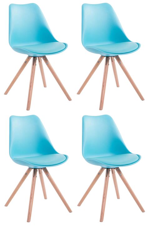 Gugliete Set van 4 Bezoekersstoelen Kunstleer Blauw 6x56cm