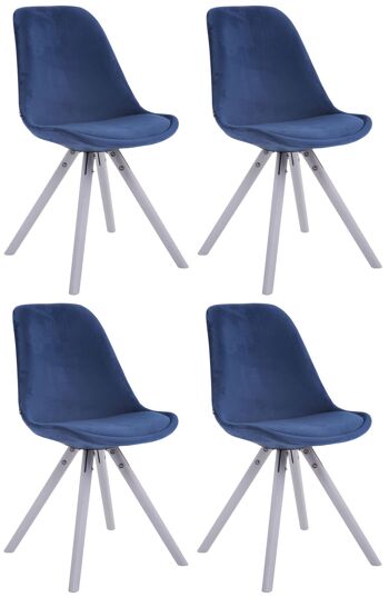 Flavia Lot de 4 Chaises de Salle à Manger Velours Bleu 6x56cm 1