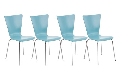 Tricarico Set van 4 Bezoekersstoelen Hout Blauw 16x50cm