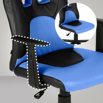 Braies Chaise de Bureau Similicuir Bleu 12x59cm 4