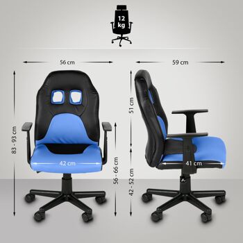 Braies Chaise de Bureau Similicuir Bleu 12x59cm 6
