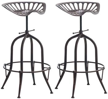 Vagli Lot de 2 Tabourets de Bar Bois Bronze 10x55cm 1