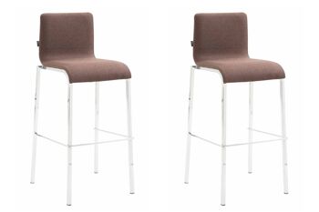 Castiadas Lot de 2 Tabourets de Bar Tissu Marron 7x45cm 1