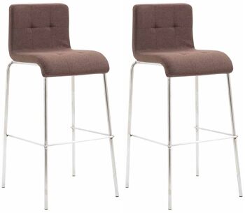 Piossasco Lot de 2 Tabourets de Bar Tissu Marron 7x45cm 2