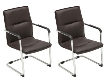 Conventi Lot de 2 Chaises Visiteurs Similicuir Marron 8x60cm 1