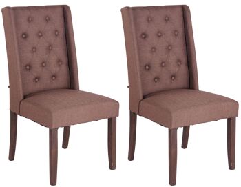 bolognaise Lot de 2 chaises de salle à manger Tissu Marron 10x63cm 1