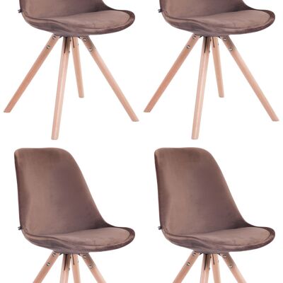 Pappaceci Set van 4 Eetkamerstoelen Fluweel Bruin 6x56cm