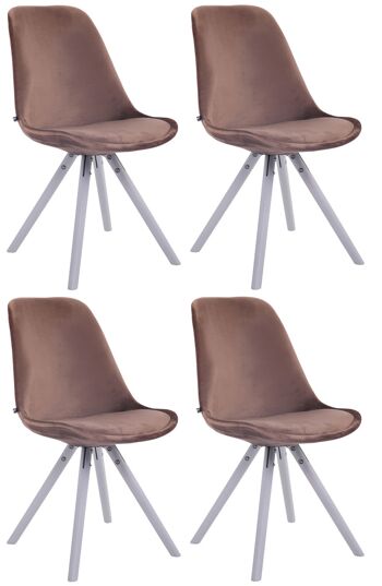 Mampioppo Lot de 4 Chaises de Salle à Manger Velours Marron 6x56cm 1