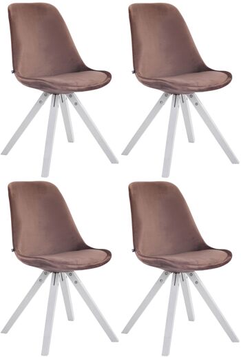 Chiarano Lot de 4 Chaises Velours Marron 6x56cm 1