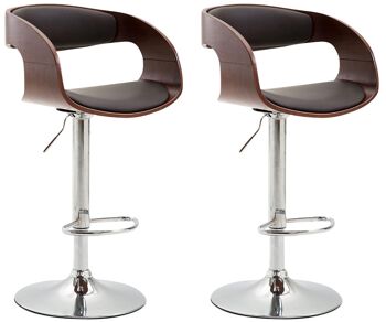 Serle Lot de 2 Tabourets de Bar Similicuir Marron 9x46cm 1