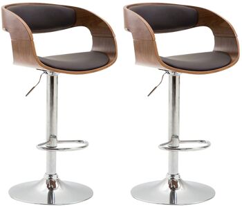 Muggi Lot de 2 Tabourets de Bar Simili Cuir Marron 9x46cm 1