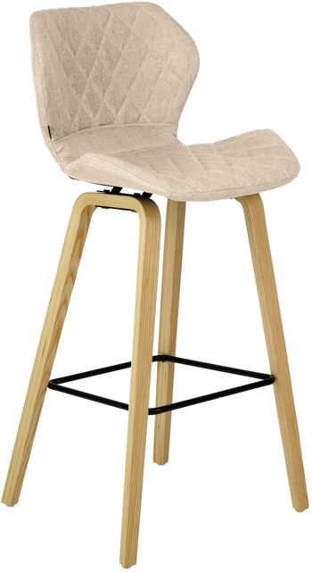 Micheli Tabouret de Bar Tissu Crème 10x51cm 1