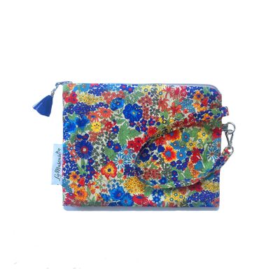 Wrist strap pouch in red / blue Liberty
