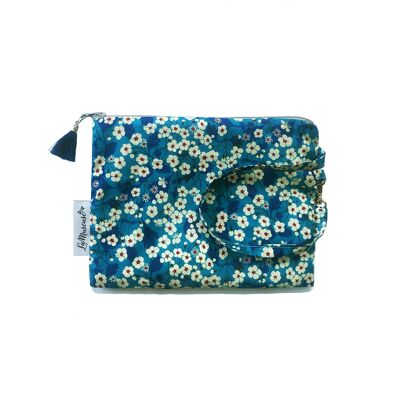 Wristlet pouch in blue Liberty