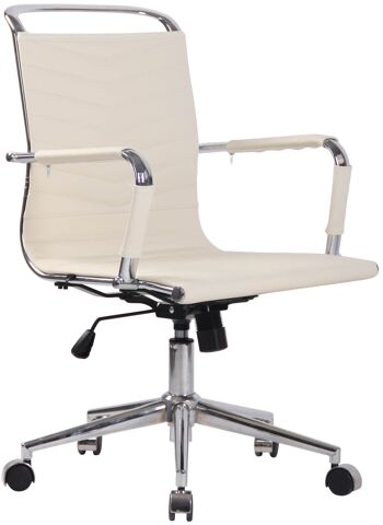 Scandiano Chaise de Bureau Simili Cuir Crème 11x64cm 1