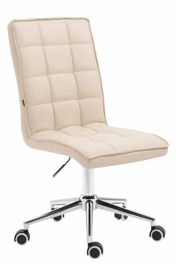 Iebba Chaise de bureau Cuir artificiel Crème 7x61cm 1